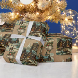 クリスマス教会ビクトリア朝のクリスマスキャロルベルキリスト教 ラッピングペーパー