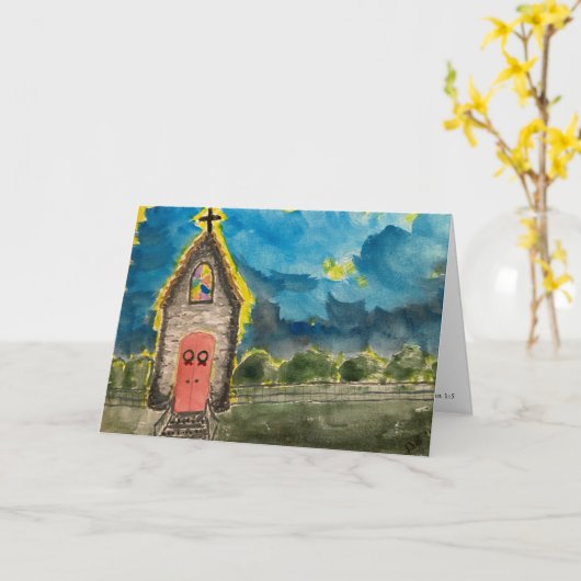 クリスマス教会 カード (黄色い花)