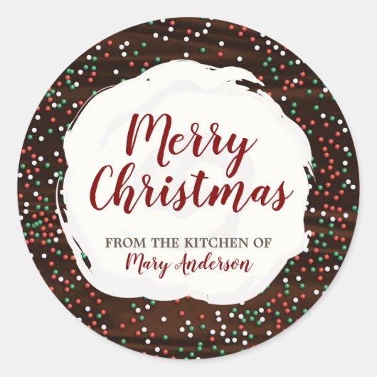 クリスマス散水チョコカスタムレーベルのシール ラウンドシール (正面)
