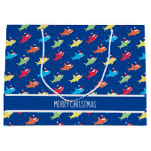 クリスマス数々のカラーのサメかわいい大抱き枕 ラージペーパーバッグ (正面)