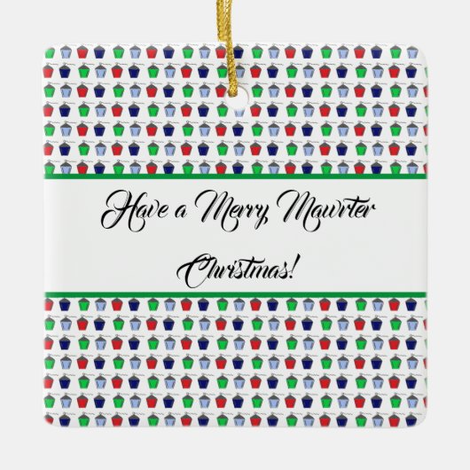 クリスマス数々のカラーのブリンモーラーランタン セラミックオーナメント (正面)