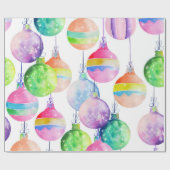 クリスマス数々のカラーボールオーナメント ラッピングペーパー (フラット)