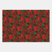 クリスマス数々のポインセチア ラッピングペーパーシート (正面3)