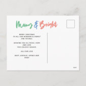 クリスマス数々の写真の明るいモダンカラフルネオン シーズンポストカード (裏面)