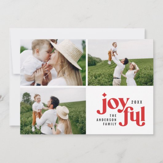 クリスマス数々の写真モダンタイポグラフィ シーズンカード (正面)