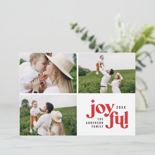 クリスマス数々の写真モダンタイポグラフィ シーズンカード (スタンド正面)