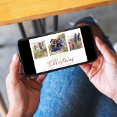 クリスマス数々の3枚フォトレッドグリーンスノーフレーク シーズンカード