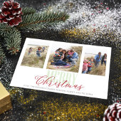 クリスマス数々の3枚フォトレッドグリーンスノーフレーク シーズンカード