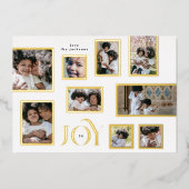 クリスマス数々の9フォトコラージュメリーJOY金ゴールド 箔シーズンカード (正面)