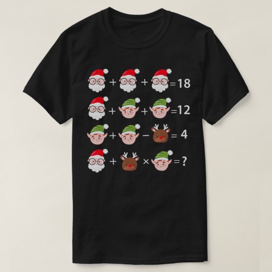 クリスマス数学クイズ数学先生 Tシャツ (デザイン正面)