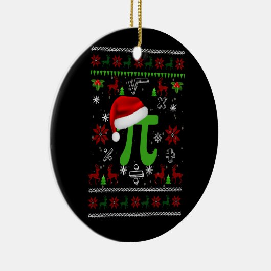 クリスマス数学ピアサンタハット衣装クリスマス醜い数学 セラミックオーナメント (右)