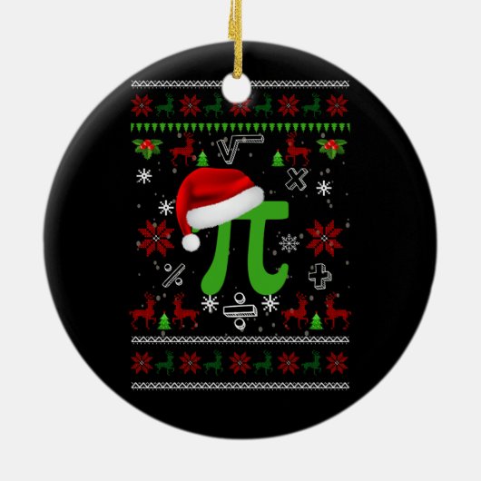 クリスマス数学ピアサンタハット衣装クリスマス醜い数学 セラミックオーナメント (裏面)