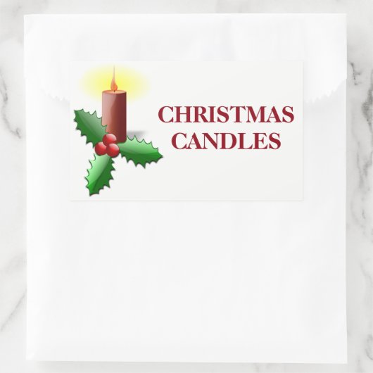 クリスマス整理整頓ラベル – ろうそく 長方形シール (バッグ)