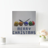 クリスマス文字とオーナメントズスクエアウォールクロック スクエア壁時計 (ホーム)