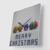 クリスマス文字とオーナメントズスクエアウォールクロック スクエア壁時計 (傾斜)
