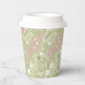 クリスマス文字とスノーフレークパターンピンクID257 紙コップ (右)