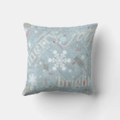 クリスマス文字とスノーフレークパターンブルーID257 クッション (裏面)