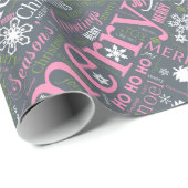 クリスマス文字とスノーフレークパターン石板ID257 ラッピングペーパー (ロールコーナー)