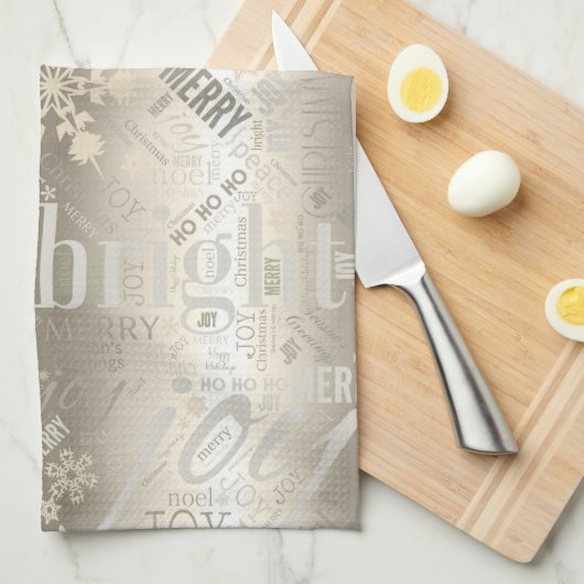 クリスマス文字とスノーフレークパターンID257 キッチンタオル (四つ折り)