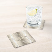 クリスマス文字とスノーフレークパターンID257 スクエアペーパーコースター (インサイチュ)