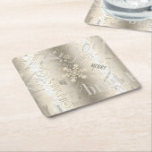 クリスマス文字とスノーフレークパターンID257 スクエアペーパーコースター (アングル)