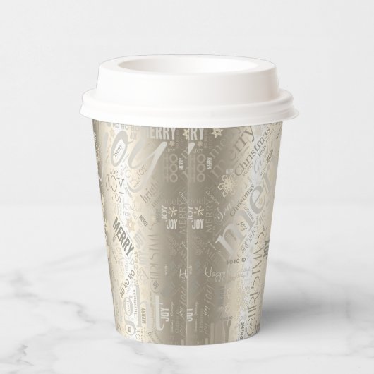 クリスマス文字とスノーフレークパターンID257 紙コップ (右)