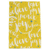 クリスマス文字デザイン白 ミディアムペーパーバッグ (裏面)