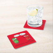 クリスマス料理おもしろいシェフスパイス スクエアペーパーコースター (インサイチュ)