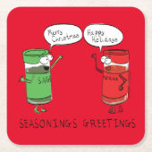 クリスマス料理おもしろいシェフスパイス スクエアペーパーコースター (正面)