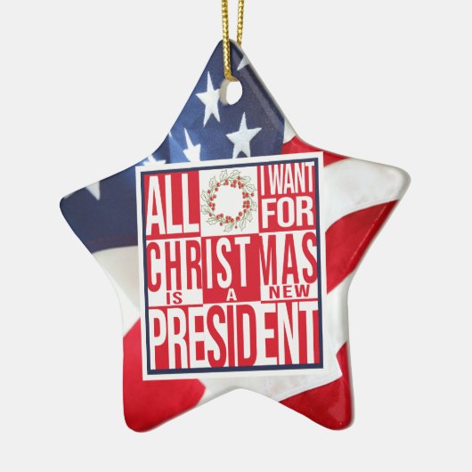 クリスマス新大統領の愛国心 セラミックオーナメント (左)