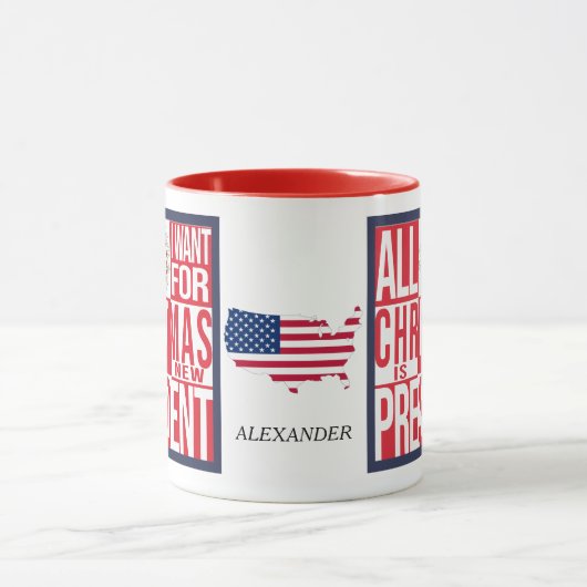 クリスマス新大統領の愛国心 マグカップ (中央)