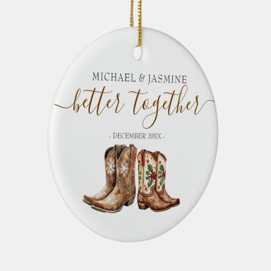 クリスマス新婚の贈結婚り物をもっと一緒に セラミックオーナメント (右)
