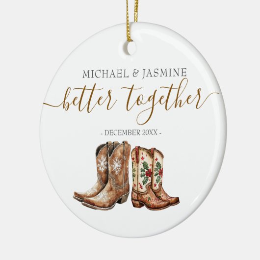 クリスマス新婚の贈結婚り物をもっと一緒に セラミックオーナメント (左)