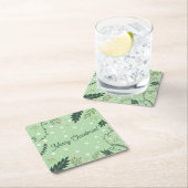 クリスマス新年のディナーセージ緑のコースター スクエアペーパーコースター (インサイチュ)