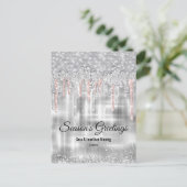 クリスマス新年シルバーバラ金ゴールドグリッター乾燥 ポストカード (スタンド正面)