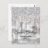 クリスマス新年シルバーバラ金ゴールドグリッター乾燥 ポストカード (正面/裏面)