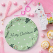 クリスマス新年ディナーセージグリーンプレート ペーパープレート (パーティー)