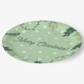 クリスマス新年ディナーセージグリーンプレート ペーパープレート (アングル)