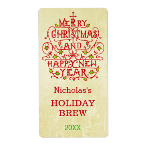 クリスマス新年ヴィンテージタイポグラフィ パーソナライズされた ラベル