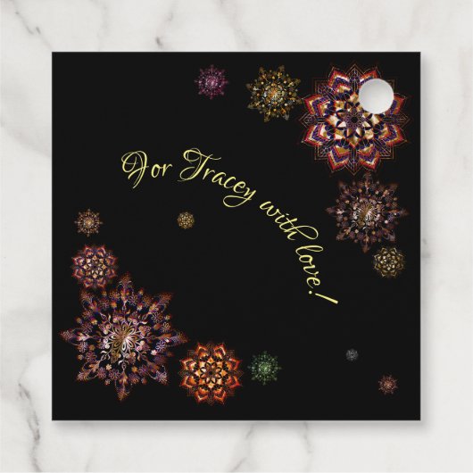 クリスマス新年 – カラフルと明るい雪 フェイバータグ (裏面)