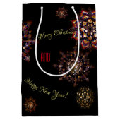 クリスマス新年 – カラフルと明るい雪 ミディアムペーパーバッグ (正面)