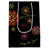 クリスマス新年 – カラフルと明るい雪 ミディアムペーパーバッグ (裏面)