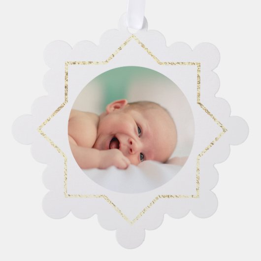 クリスマス新生児フェイク箔フレーム オーナメントカード (正面)