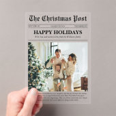 クリスマス新聞の一年を振り返る家族写真 アクリル招待状 (インサイチュ (ポータブル))