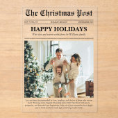 クリスマス新聞の一年を振り返る家族写真 アクリル招待状 (正面)