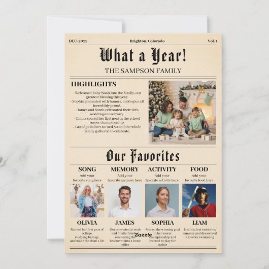 クリスマス新聞の写真のコラージュ シーズンカード (裏面)