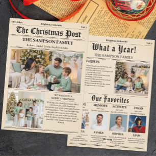 クリスマス新聞の写真のコラージュ シーズンカード