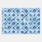 クリスマス日本の絞り染めしぼりパターンホリデー ラッピングペーパーシート (正面3)