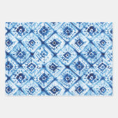 クリスマス日本の絞り染めしぼりパターンホリデー ラッピングペーパーシート (正面)