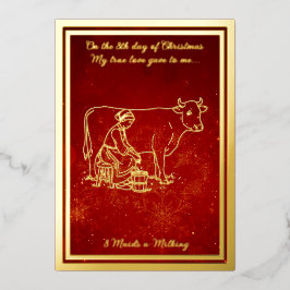 クリスマス日12人、乳しぼりメイド 箔シーズンカード